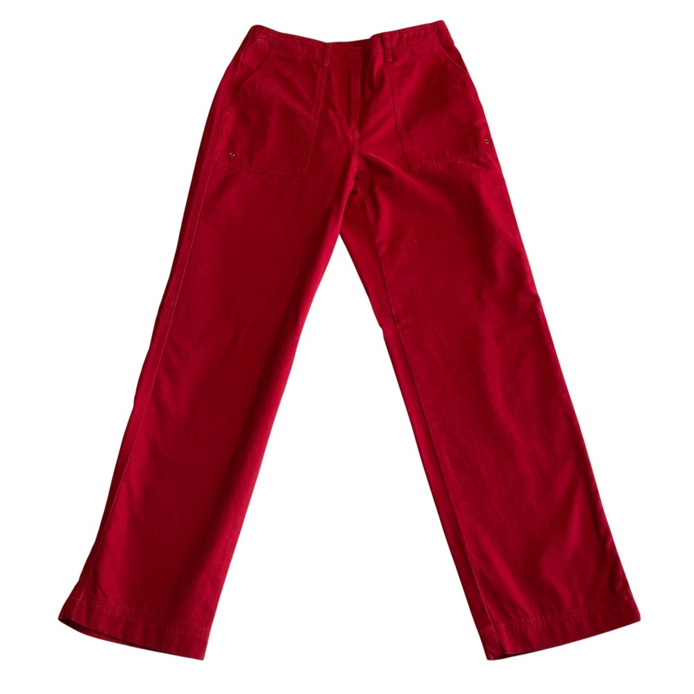 Lauren Ralph Lauren Petite Red Cotton Utility Straight Leg Pants 4P LRL-1967